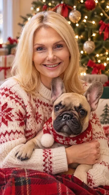 Festive holiday portrait with pet